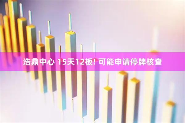 浩鼎中心 15天12板! 可能申请停牌核查