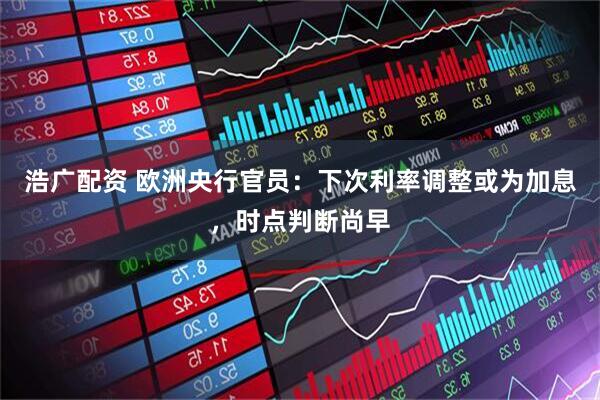 浩广配资 欧洲央行官员:下次利率调整或为加息,时点判断尚早