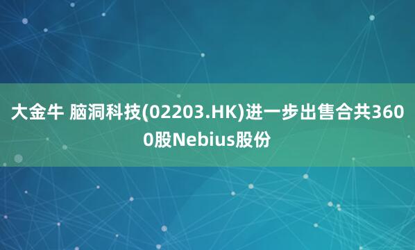 大金牛 脑洞科技(02203.HK)进一步出售合共3600股Nebius股份